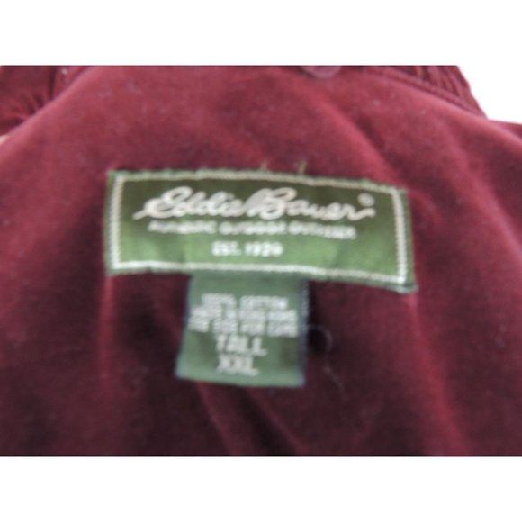 Vintage Eddie Bauer Maroon Velour Jacket Mens XXL Tall - Picture 5 of 5